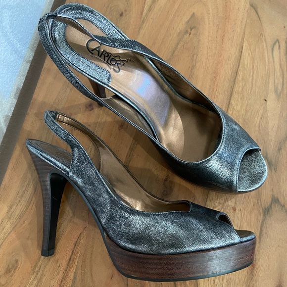 Gunmetal Slingback Platform heels - Picture 1 of 9